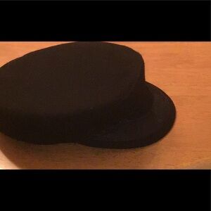 Vintage Black Wool Greek Fisherman's Cap, Made In Greece.  56-7